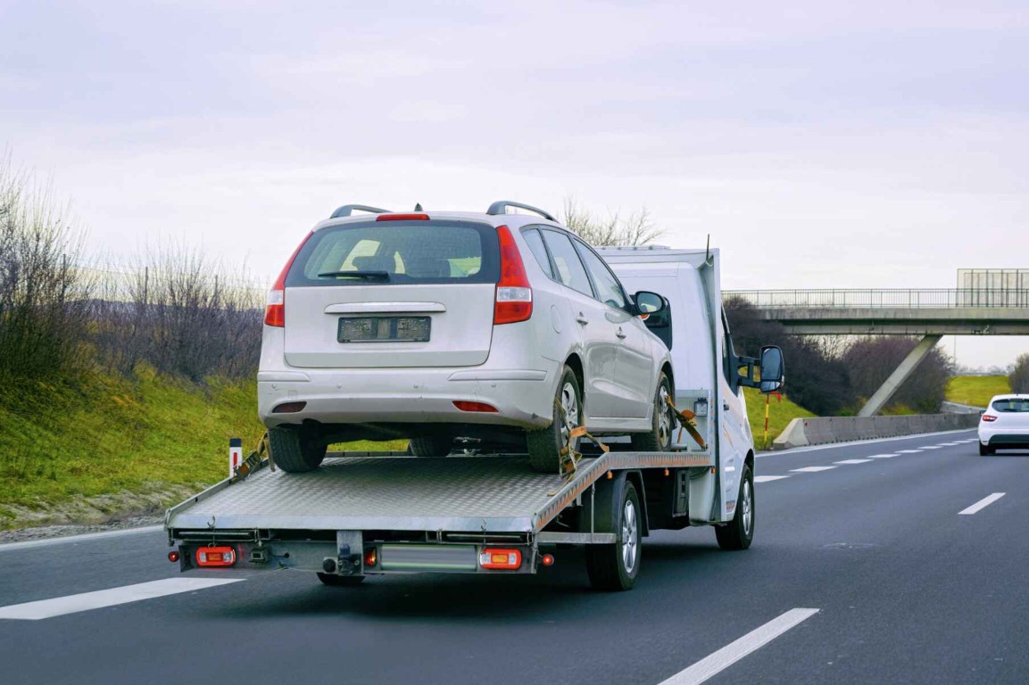 Long-distance towing service on highway near Hollister, CA